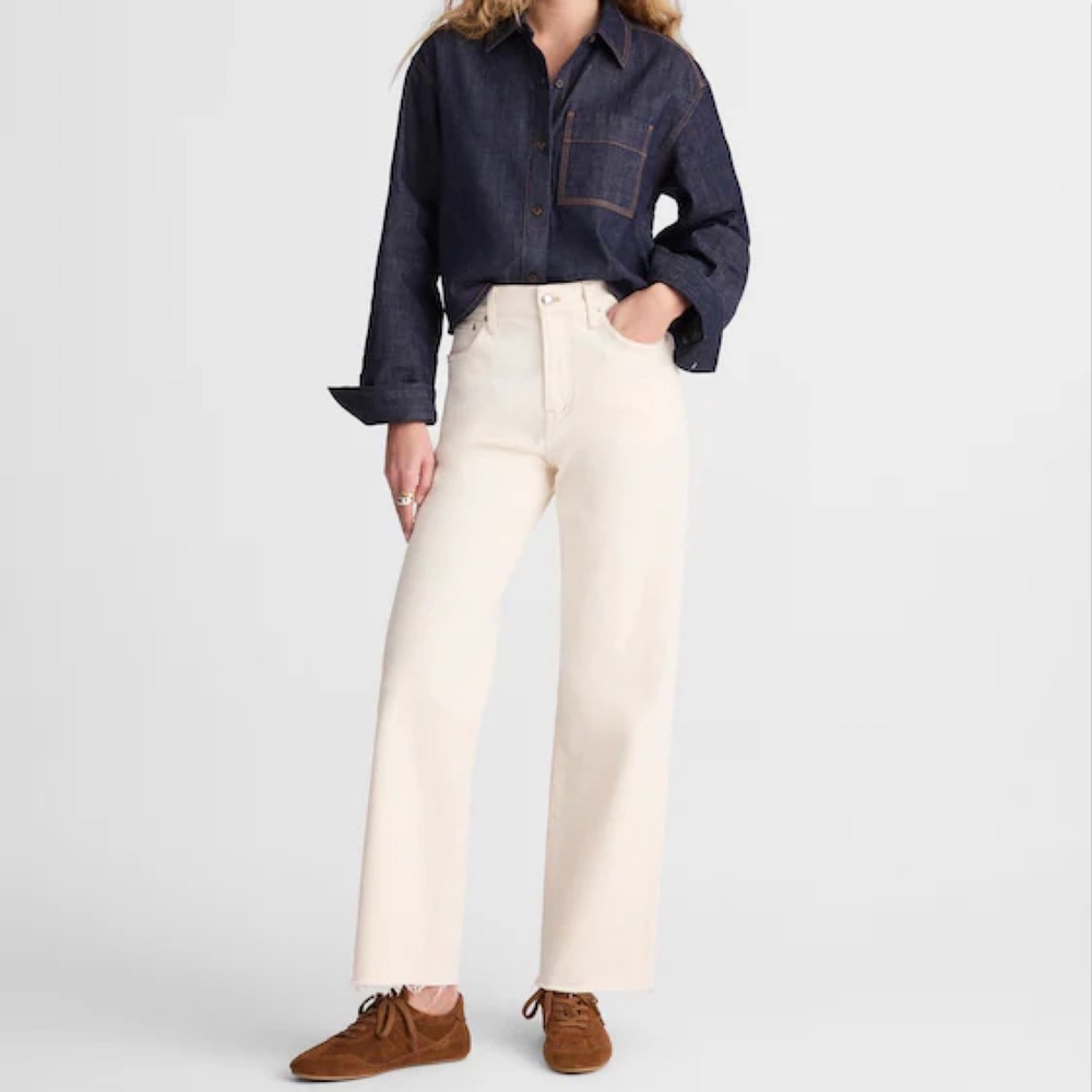 Madewell The Perfect Vintage Wide-Leg Crop Jean Vintage Canvas Ivory 30S 30 new